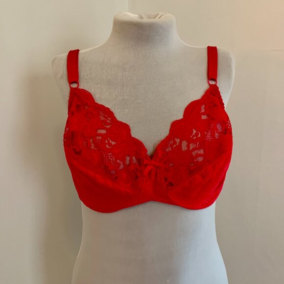 VTG Bravissimo Hot Pink Sexy 40 C Lace Bra 7550 Plus Underwire Silky Sheer Push - Picture 3 of 12